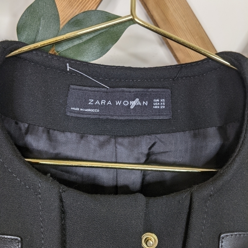 Zara Duffle Horn Toggle Black Pea Coat Jacket - Size XS - Picture 5 of 10